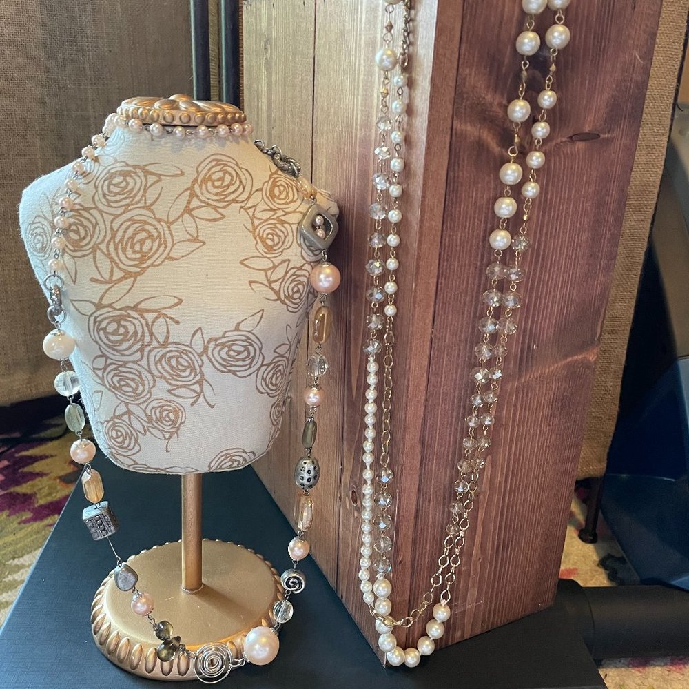 Set of 2 Long Pearl Necklaces